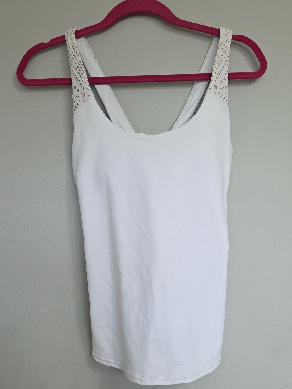 ALO Yoga White Lace-Trim Tank Bra